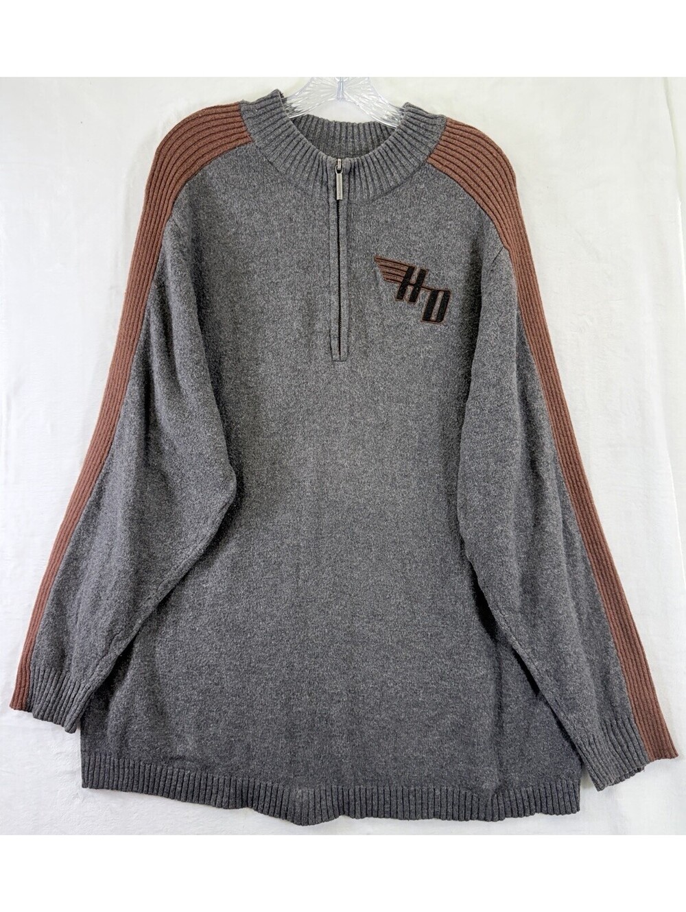 Harley Davidson Sweater Mens XL Gray Logo Wool Blend *FlawRead